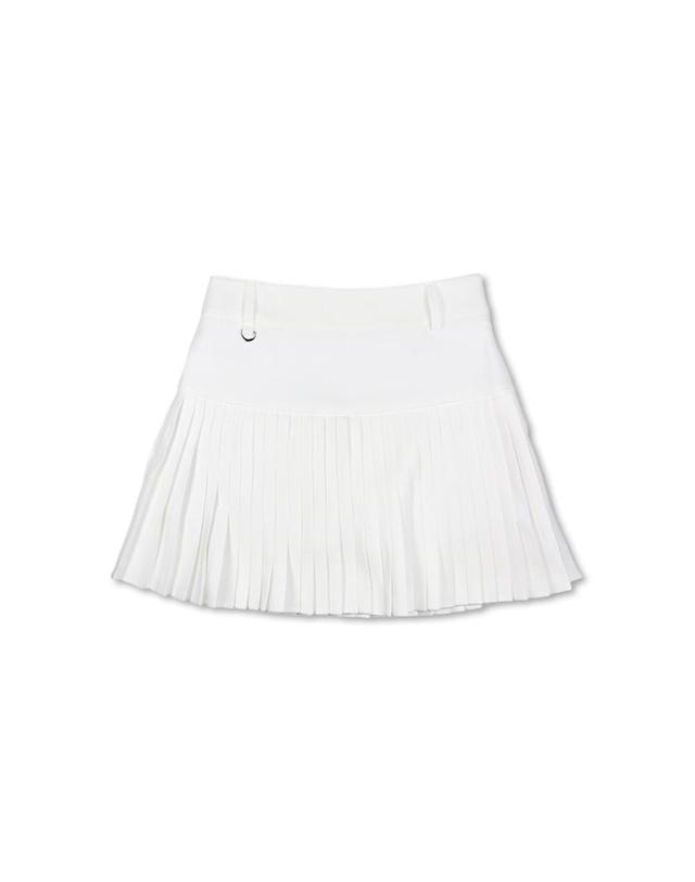 몽버디골프 WARM PLEATS EMBROIDERED 기모 자수포인트 스커트 WHITE 착용컷