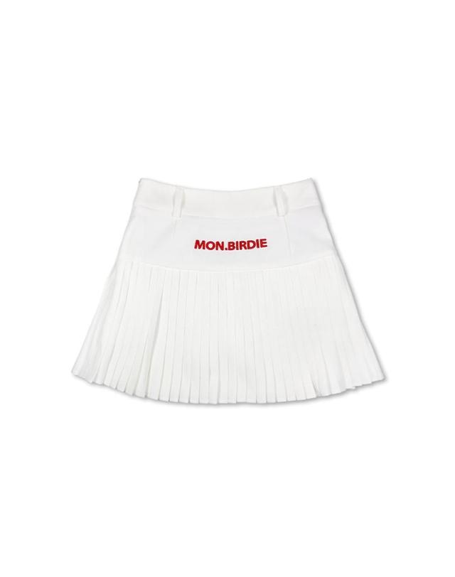 몽버디골프 WARM PLEATS EMBROIDERED 기모 자수포인트 스커트 WHITE 착용컷