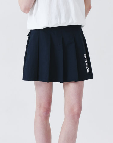 볼마커 패치 나일론 플리츠 스커트 NAVY
