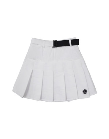 스노우 벨트 플리츠 스커트 WHITE