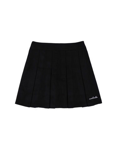 실키 스웨이드 플리츠 스커트 BLACK