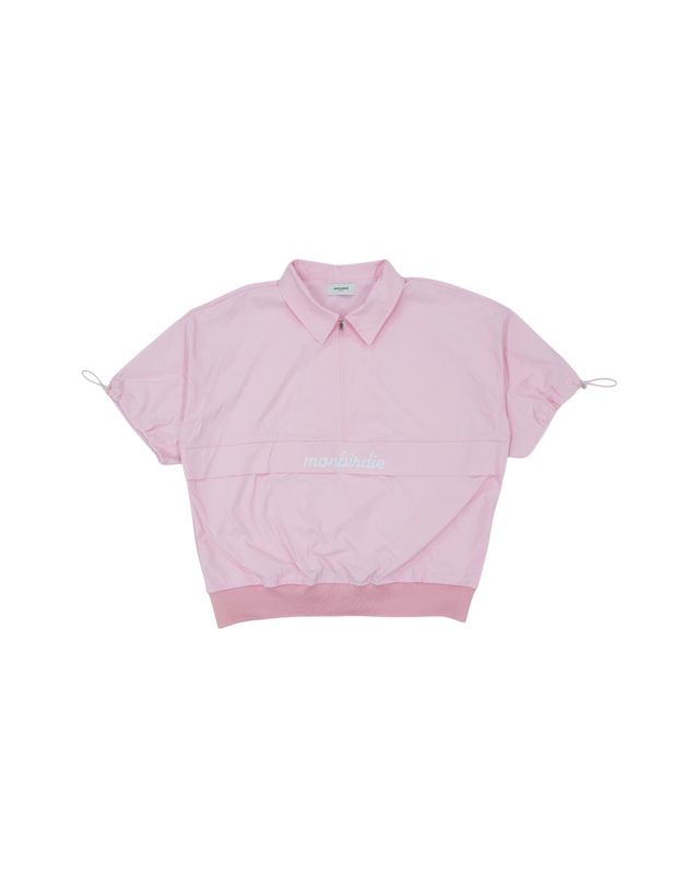 몽버디골프 몽버디 브리즈 방풍 반팔 아노락 세트 PINK 착용컷