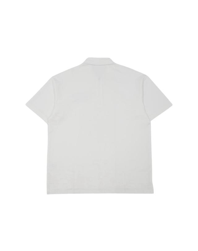 몽버디골프 MEN 볼마커 반집업 카라넥 반팔 티셔츠 IVORY 착용컷