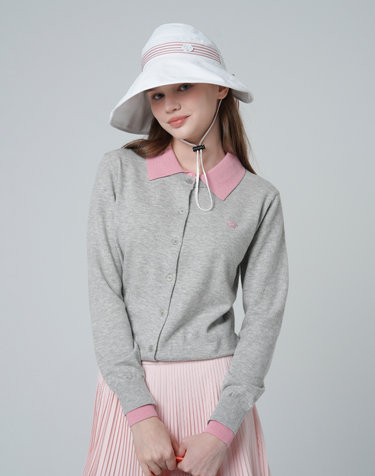 마크 배색 가디건 GREY
