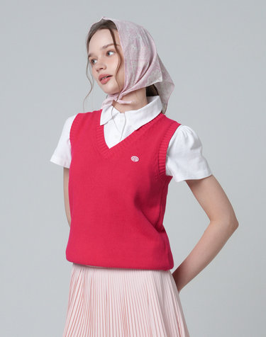 클라우드 브이넥 베스트 HOTPINK