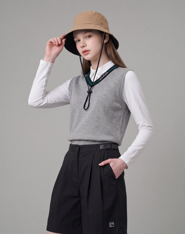 넥 포인트 코튼 베스트_GREY