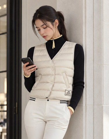 쁘띠 포켓 구스다운 베스트_IVORY