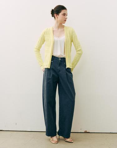 린넨블렌디드 피그먼트 배럴데님 네이비 long (+7cm)