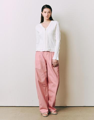 린넨블렌디드 피그먼트 배럴데님 페이드핑크 long (+7cm)