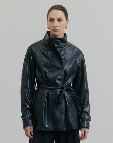 26FW 베인 레더 자켓 블랙