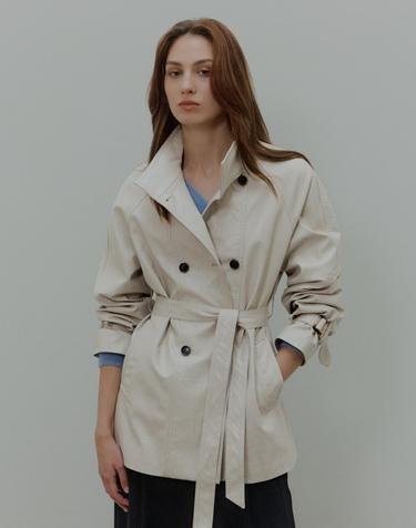 26FW 베인 레더 자켓 스톤크림