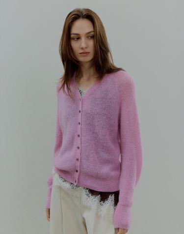 26FW 칼라 쉬어 가디건 라즈베리