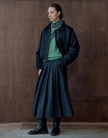 26FW 플리츠 스커트 차콜