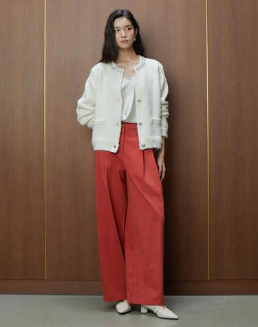 26FW 엘사 피치 턱 팬츠 코랄레드