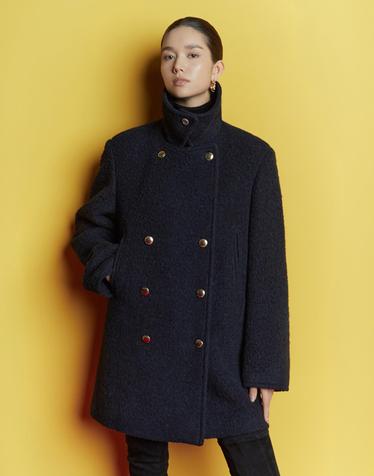 26FW 카니 헤어리 더블브레스트 코트 네이비