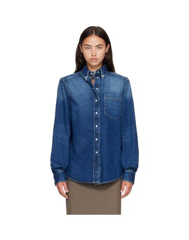 [해외직구] 26 FW 뮈글러 블루 워싱 데님 파워 셔츠 262345F109000