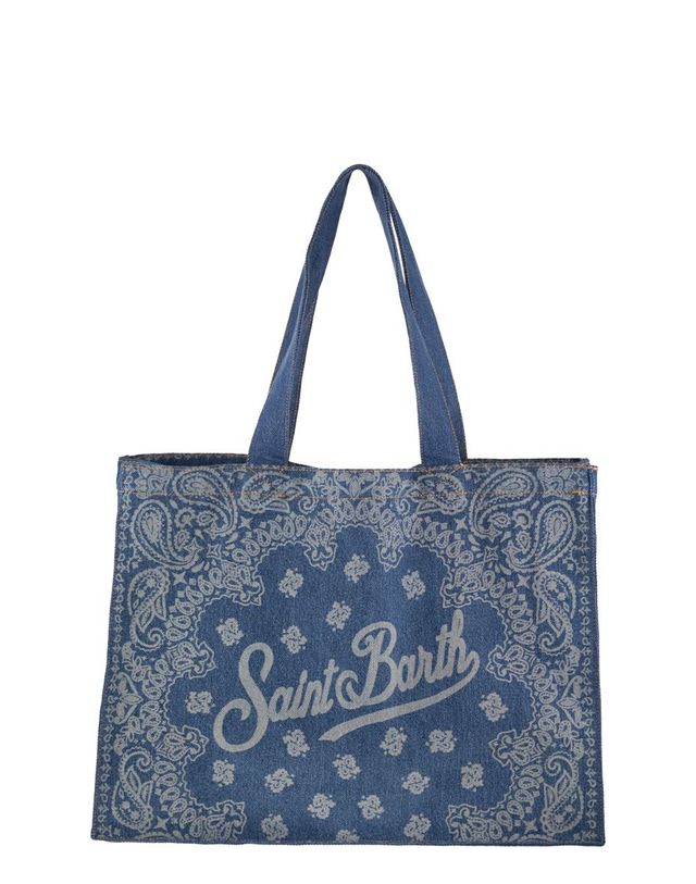 엠씨투 세인트바스 [해외직구] 26SS 세인트바스 데님 비치 토트 백 with 반다나 프린트 EBAGN00600780L TP575030737 착용컷
