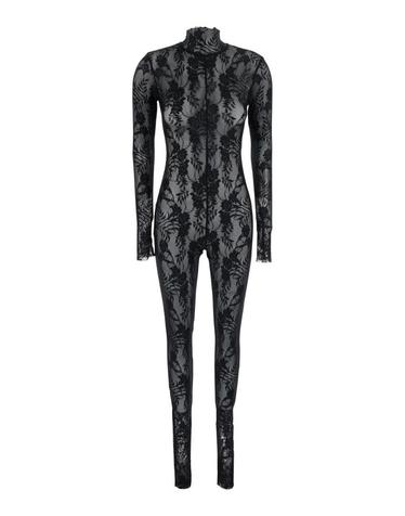 [해외직구] 노르마카말리 블랙 Catsuit with 롱 슬리브 in 스트레치 레이스 앤 파워 메쉬 ST325JSL883001 TP582134882