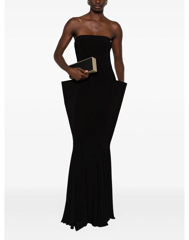 노르마카말리 [해외직구] Norma Kamali strapless wing detail fishtail gown 12296552907016 TP725716768 착용컷