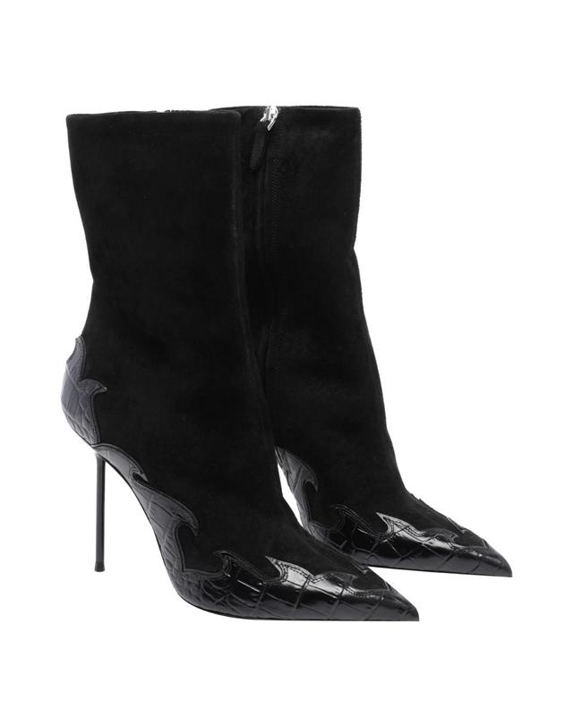 파리텍사스 [해외직구] 26FW 파리텍사스 LIDIA QUEEN OF HEARTS 앵클 부츠 105 Suede 앤 crocodile 이펙트 레더 앵클 부츠 PX2089XSACOBLACK TP582209950 착용컷
