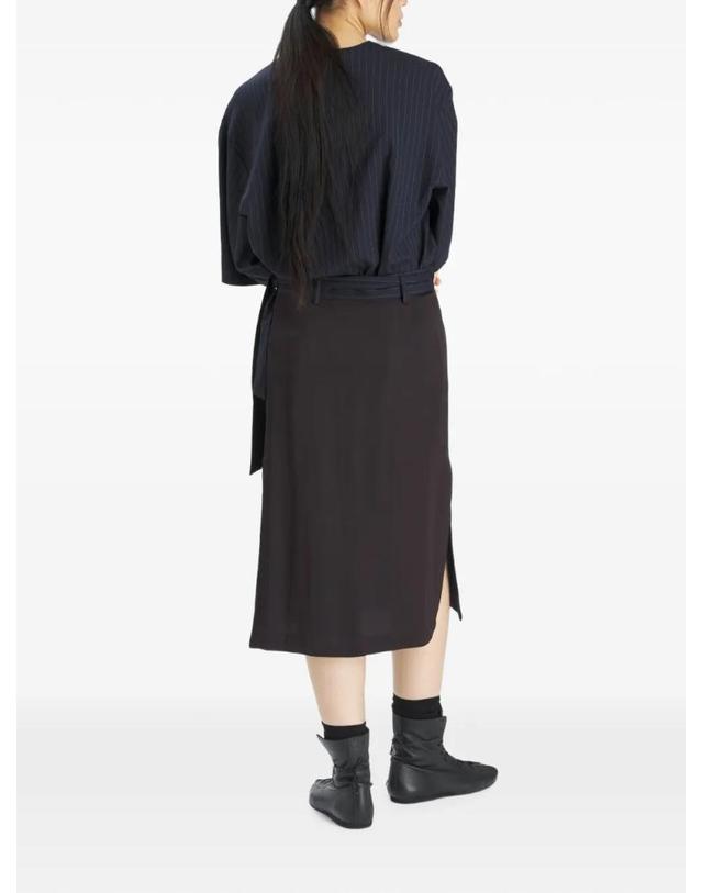 바레나 [해외직구] 26 FW 바레나 리지 패치워크 랩 미디 스커트 GND5783 TP458317693 착용컷