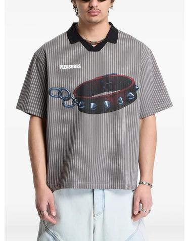 [해외직구] 26 FW 플레져스 핀스트라이프 그래픽 프린트 폴로 셔츠 P26SP033CHARCOAL TP455439972