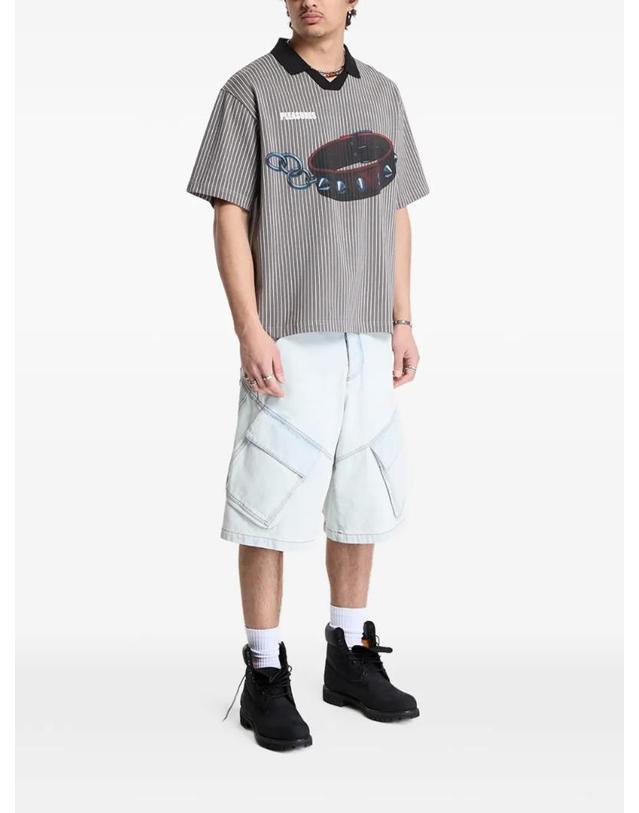 플레저 [해외직구] 26 FW 플레져스 핀스트라이프 그래픽 프린트 폴로 셔츠 P26SP033CHARCOAL TP455439972 착용컷