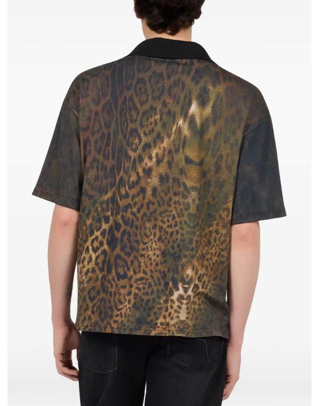 로베르토 카발리 [해외직구] 26 FW 로베르토 카발리 재규어 프린트 반소매 폴로 셔츠 XNT64E3HT31 TP459301531 착용컷