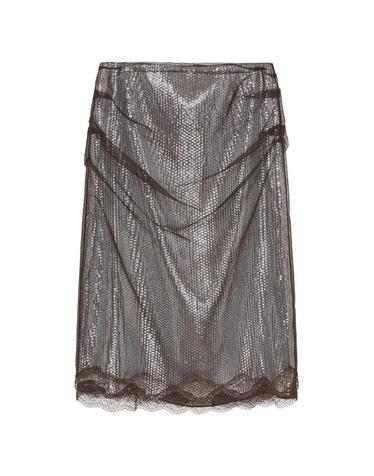[해외직구] 26 FW 16 알링턴 헤다 시퀸 장식 미디 스커트 SMD213AW2602SEQUINMESHSILVERCHOCOLATE TP459308223