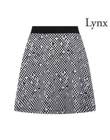 여성 체커보드 패턴 주름 큐롯 L21C3PC396_BK