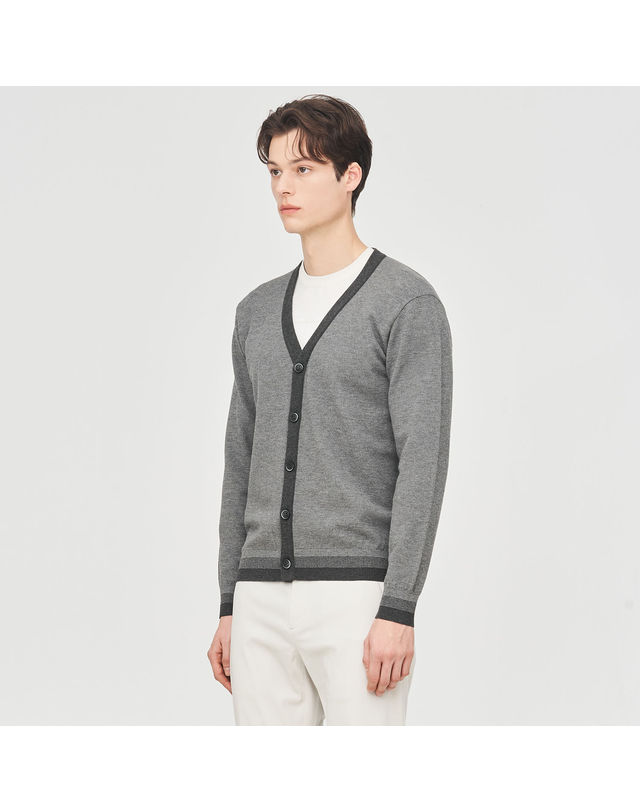 링스 골프 링스 남성 와플 조직 가디건 L11D1SD123_MG 착용컷