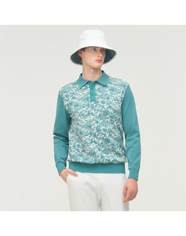 [링스] [26SS] 남성 전판 로고 자카드 패턴 카라넥 니트 L11F1SR323_MT