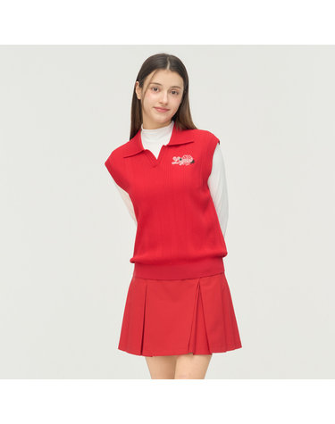 [링스] [26SS] 여성 세로 골 조직 카라넥 베스트 L21F1SV251_RE