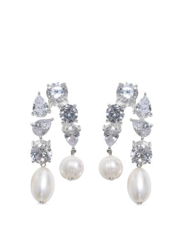 [해외직구] 컴플릿티드 웍스 Cascading pearl and zirconia drop earrings 12219430535432 TP725556557