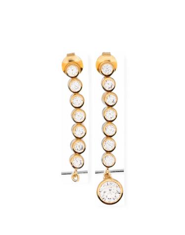 [해외직구] 컴플릿티드 웍스 zirconia and pearl asymmetric drop earrings 12219431125256 TP725556491