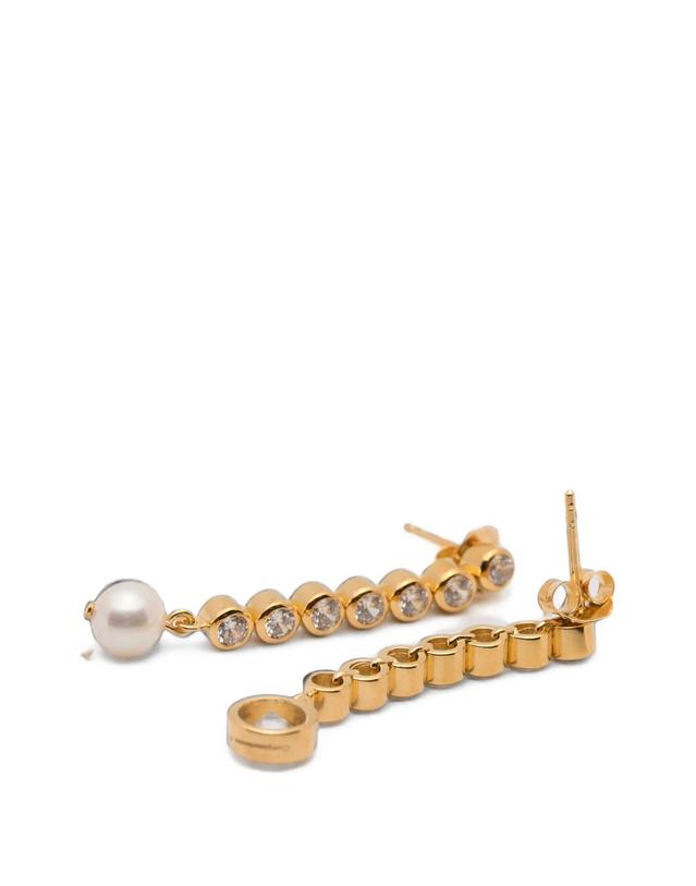 컴플리티드웍스 [해외직구] 컴플릿티드 웍스 zirconia and pearl asymmetric drop earrings 12219431125256 TP725556491 착용컷