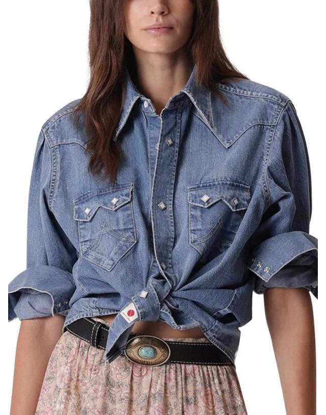 포르텔라 [해외직구] 26 FW 포르텔라 Redford western denim shirt WREDFORDDL795BLU TP459282937 착용컷