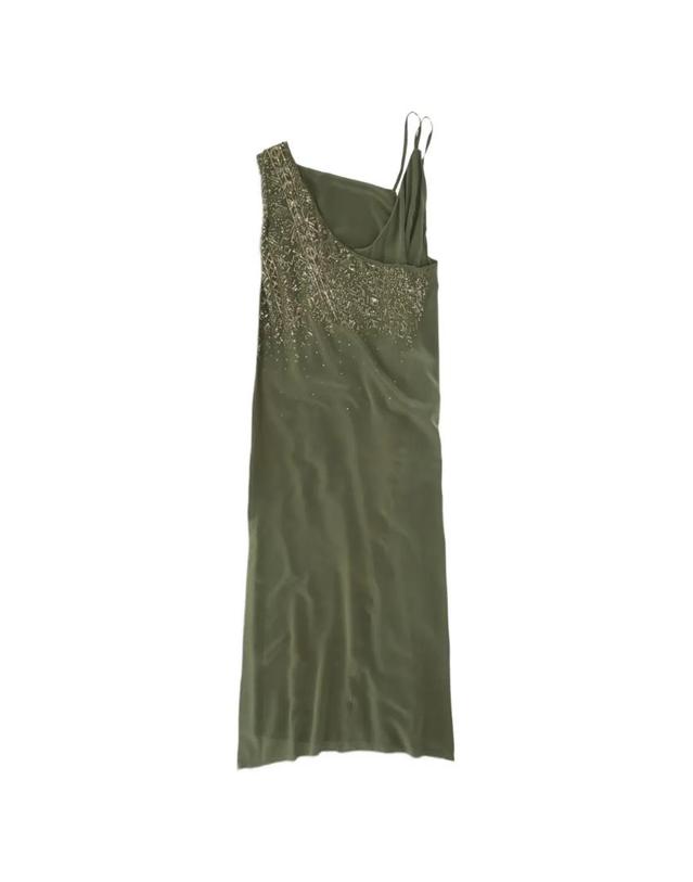 포르텔라 [해외직구] 26 FW 포르텔라 아주라 비즈 자수 실크 드레스 WAZURAJA016GRE TP458390515 착용컷