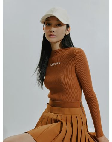 배색 로고 하이넥 니트CM