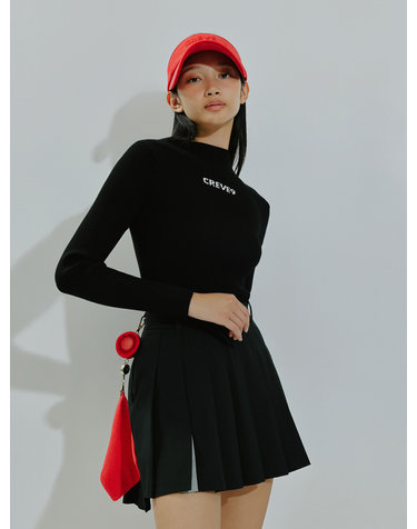 벨트백 플리츠 스커트BK
