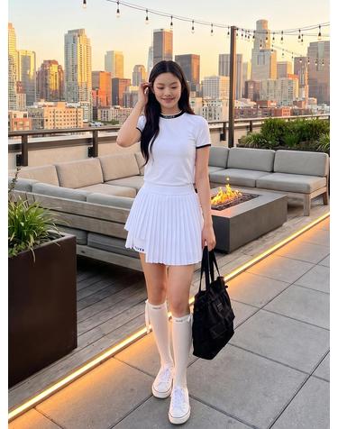 밴딩 멀티 스윙 플리츠 스커트WH