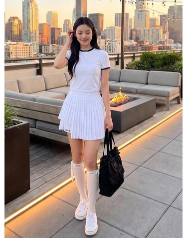로고 골지 티셔츠WH