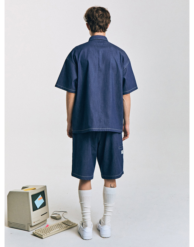 컨티먼트 LYOCELL DENIM LOOSE FIT SHORTS 착용컷