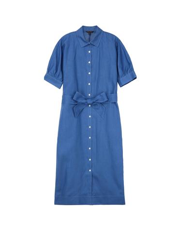 [여성] 린넨 벨티드 셔츠 원피스 (네이비) (BBDZWM7130QES)