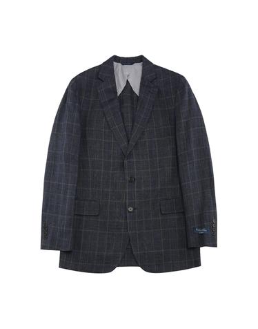 클래식핏 린넨 체크 2버튼 재킷 (블루) (BBJSMM7745MES)