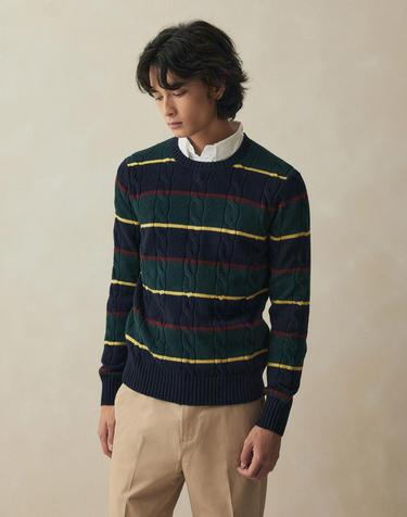 아카이브 케이블 스트라이프 스웨터 (멀티) (BBWRMM3889WEW)