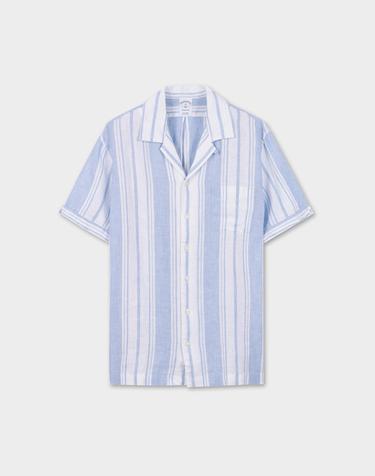 린넨 스트라이프 반팔 셔츠  (라이트블루) (BBTPMF8196LFM)