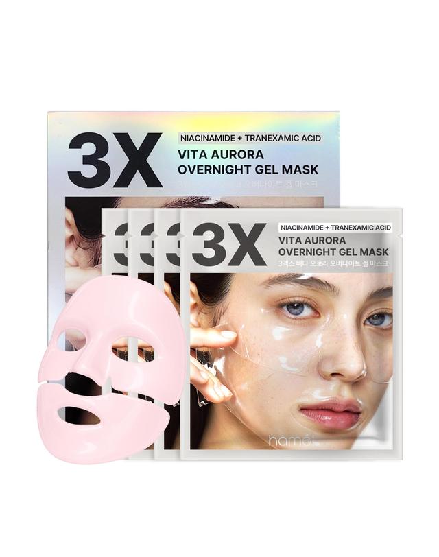 하멜 하멜 3X 비타 오로라 오버나이트 겔 마스크 34gx4개입 착용컷