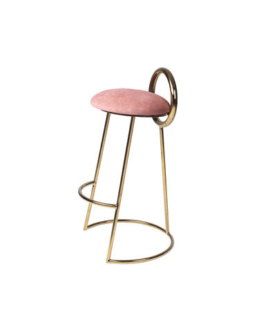 [JURAN] HOOP BAR STOOL (gold frame)_ pink