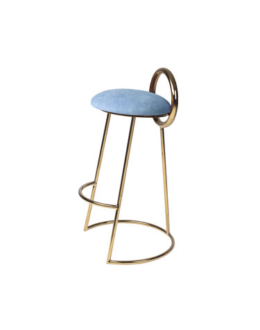 [JURAN] HOOP BAR STOOL (gold frame)_ sky